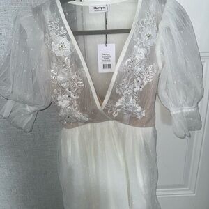 Showpo White Sheer Floral Dress